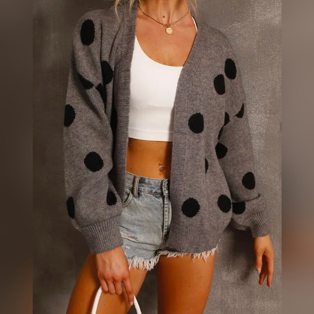 NWT Charcoal And Black Cardigan Sweater - Picture 1 of 3